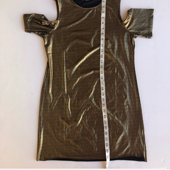 NWT Nasty Gal Gold Cold Shoulder Mini Dress - Picture 8 of 8